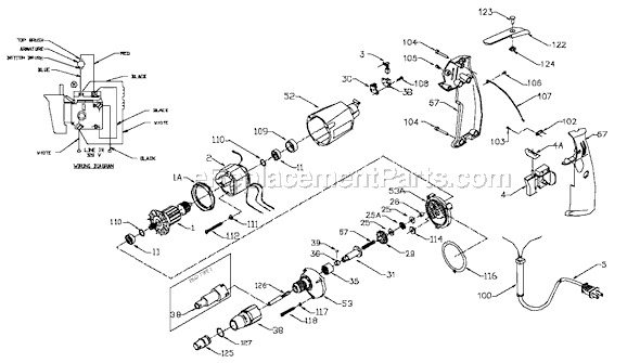 Page A Diagram and Parts List for 2650 Type 1 Porter Cable Electric Drill